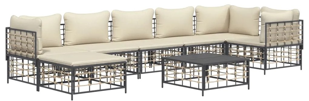 vidaXL Σαλόνι Κήπου Σετ 8 Τεμαχίων Ανθρακί Συνθετικό Ρατάν &amp; Μαξιλάρια