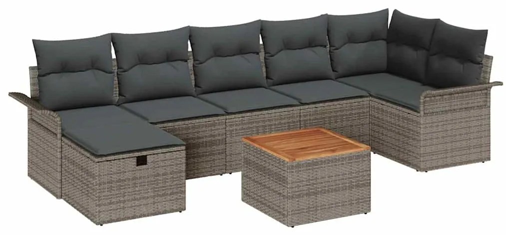 vidaXL Σετ Καναπέ Κήπου 8 pcs Γκρι συνθετικό ρατάν