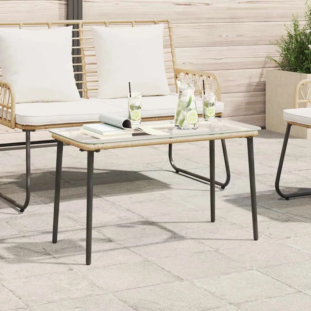 vidaXL Τραπέζι Κήπου Φυσικό 80 x 40 x 45 εκ. Πολυ ράταν