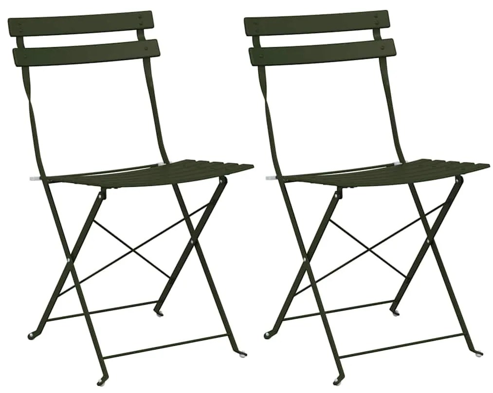 vidaXL Πτυσσόμενη Καρέκλα Κήπου 2 pcs Πράσινο 42 x 46 x 82εκ Μέταλλο