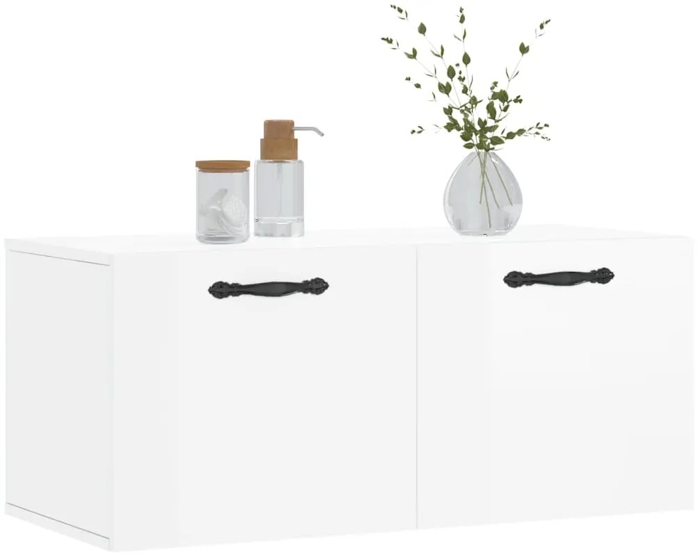 vidaXL Ντουλάπι Τοίχου Γυαλιστερό Λευκό 80x36,5x35 εκ. Επεξεργ. Ξύλο