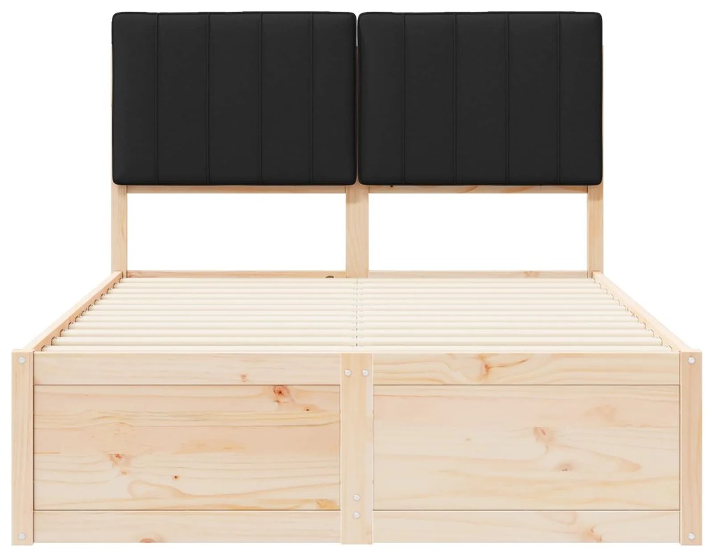 vidaXL Σκελετός Κρεβατιού με Επενδεδυμένο Κεφαλάρι Μαύρο 120 x 200 cm