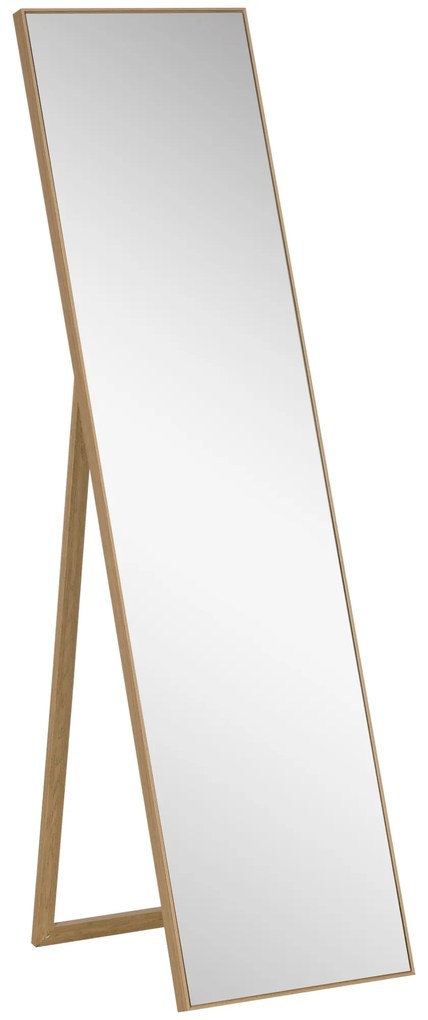 HOMCOM Καθρέφτης Ολόσωμος με Βάση, Ελεύθερος Στέκεται, 40 εκ. x 150 εκ., Φυσικό