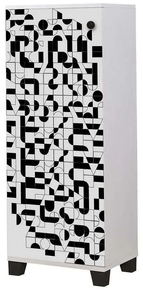 Παπουτσοθήκη Filinta 869VEL6504 50x38x127cm White-Black Πλαστικό,Μοριοσανίδα