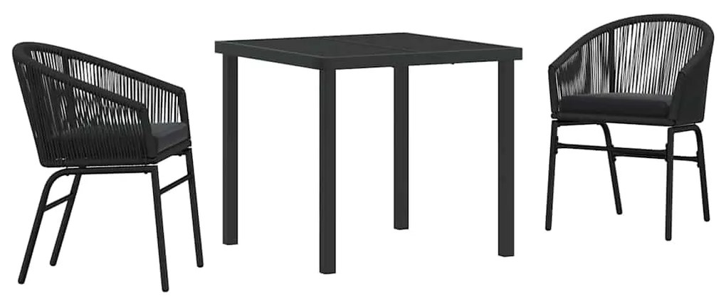 vidaXL Σέτ φαγητού για κήπο 3 pcs Μαύρο Χάλυβας με επίστρωση πούδρας