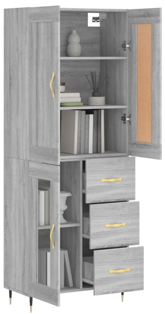 vidaXL Ντουλάπι Γκρι Sonoma 69,5 x 34 x 180 εκ. Επεξεργασμένο Ξύλο