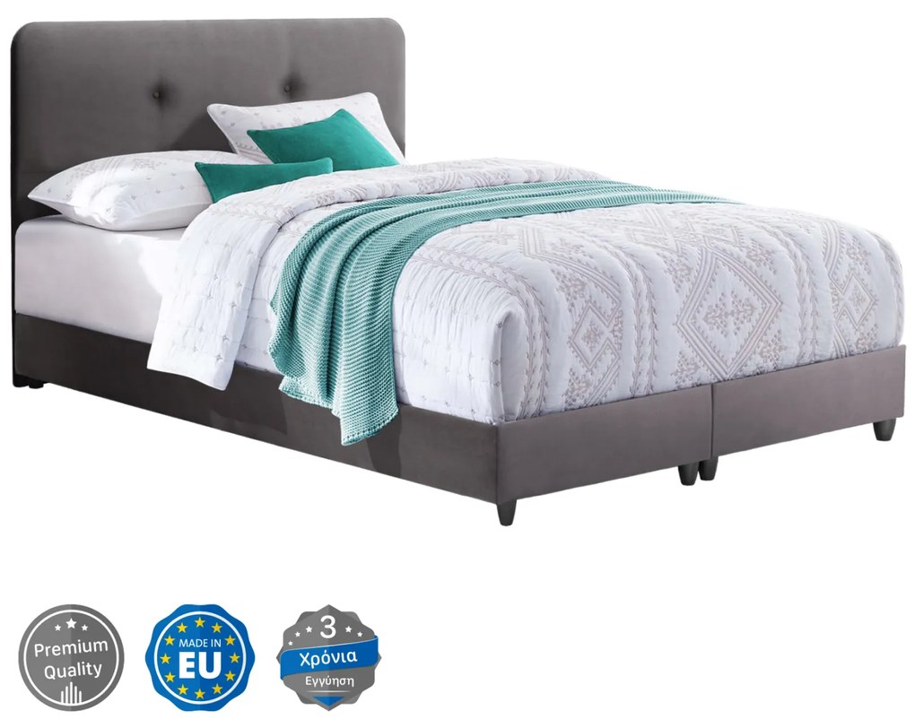 Intrahome ΚΡΕΒΑΤΙ UPINGTON ΑΠΟ ΓΚΡΙ ΒΕΛΟΥΔΟ .10 ΓΙΑ ΣΤΡΩΜΑ 150x200 εκ. intraho-1610844