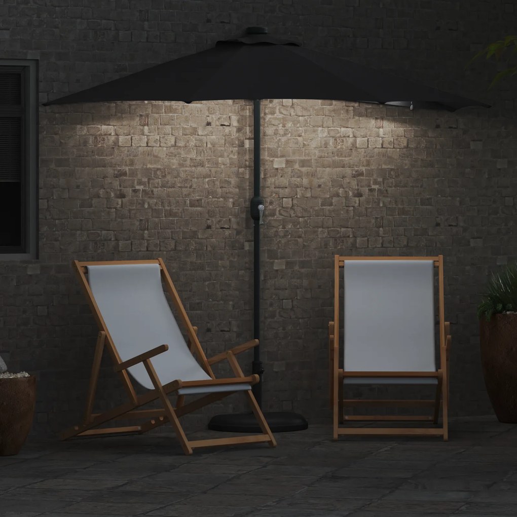 vidaXL Ομπρέλα Κήπου Μαύρο 294 x 150 x 223 εκ ύφασμα