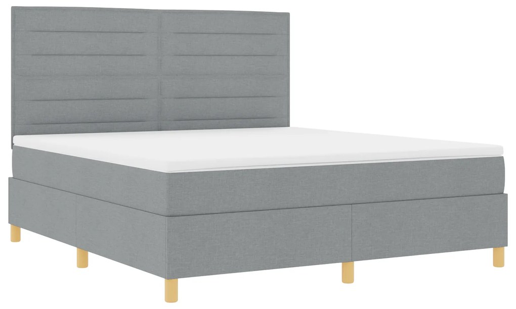 vidaXL Κρεβάτι Box Spring με Στρώμα & LED Γκρι 180x200 εκ. Ύφασμα