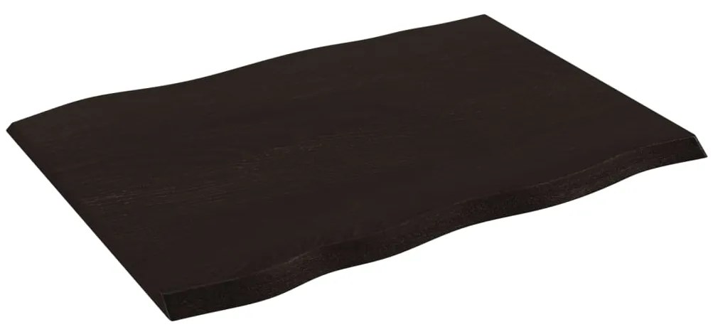 vidaXL Επιφ Τραπεζιού Σκ Καφέ 80x60x2εκ. Επ Μασίφ Ξύλο Δρυός Live Edge