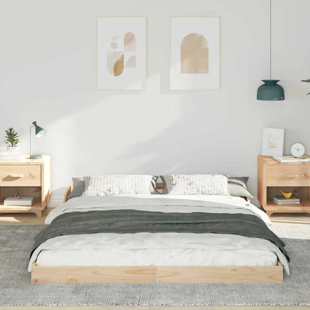 vidaXL Σκελετός Κρεβατιού Καφέ 140 x 210 cm Μασίφ ξύλο πεύκου