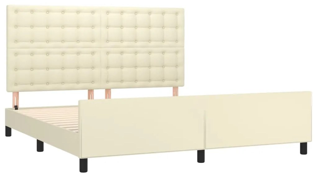 vidaXL Πλαίσιο Κρεβατιού με Κεφαλάρι Κρεμ 180x200 εκ. Συνθετικό Δέρμα