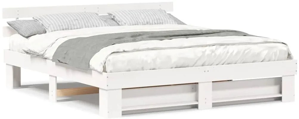 vidaXL Σκελετός Κρεβατιού Λευκό 180 x 200 cm Μασίφ ξύλο πεύκου