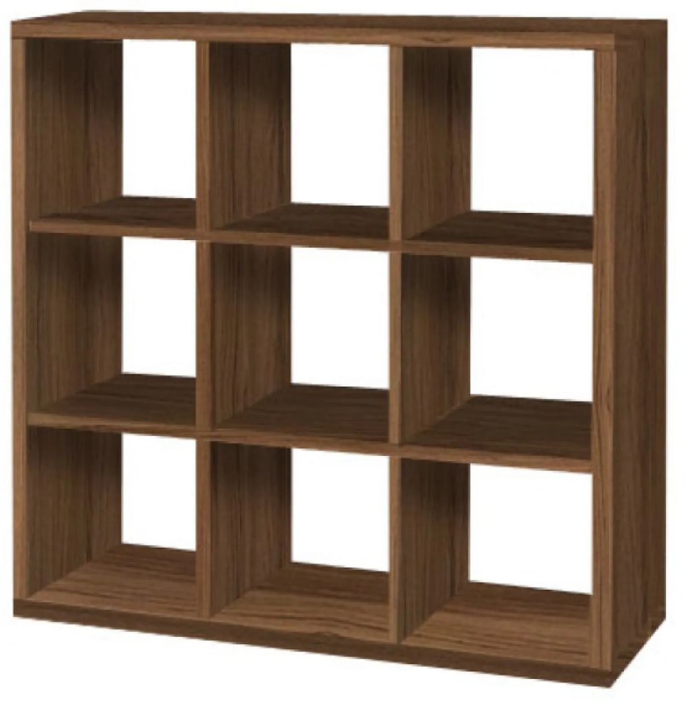 Βιβλιοθήκη με κύβους 3x3 σε καρυδί χρώμα 110x35x110  SB 40-KARYDI