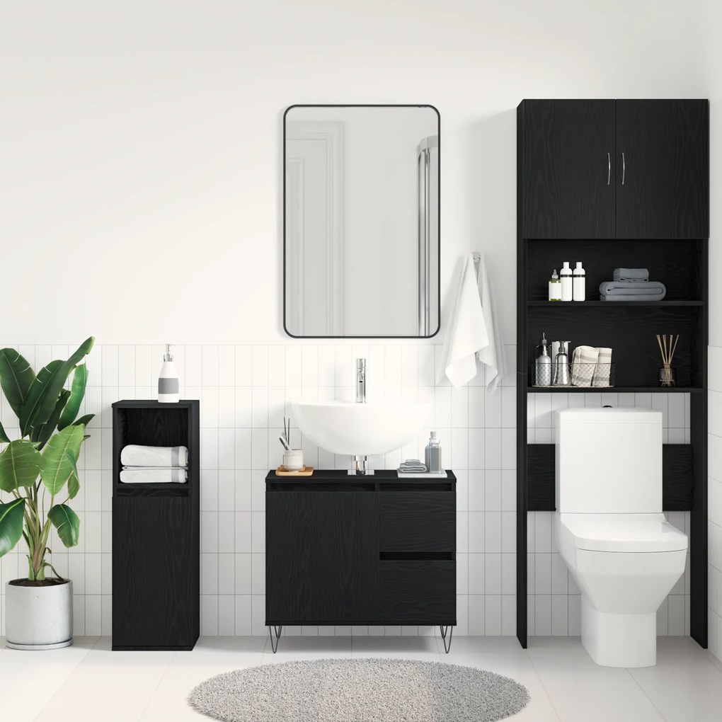 vidaXL Ντουλάπι Χωρις Νιπτήρα Μαύρη Δρυς 65x33x60 εκ Επεξεργασμένο Ξύλο