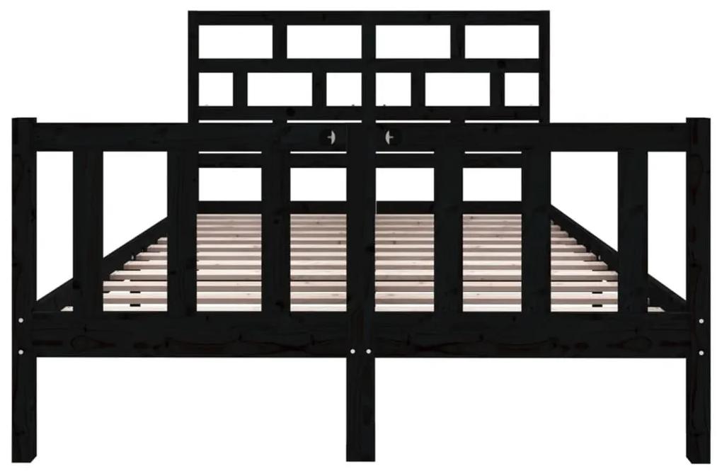 Πλαίσιο Κρεβατιού Μαύρο 135 x 190 εκ. Μασίφ Ξύλο Πεύκου Double - Μαύρο