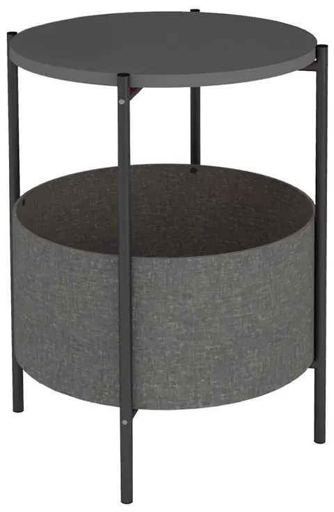 Τραπεζάκι βοηθητικό Kalid Megapap μελαμίνης - υφασμάτινο χρώμα ανθρακί - γκρι 43x43x60εκ.