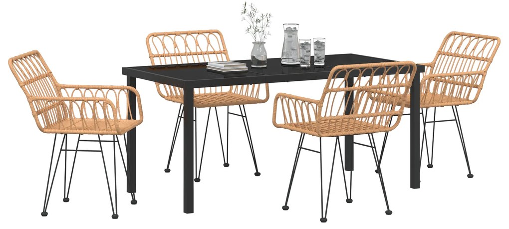 vidaXL Σετ 5 Τεμαχίων Καθιστικού Κήπου Brown Poly Rattan