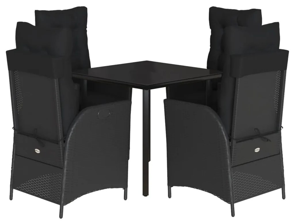 vidaXL Σετ Τραπεζαρίας Κήπου 5 Τεμαχίων Μαύρο Συνθ. Ρατάν με Μαξιλάρια