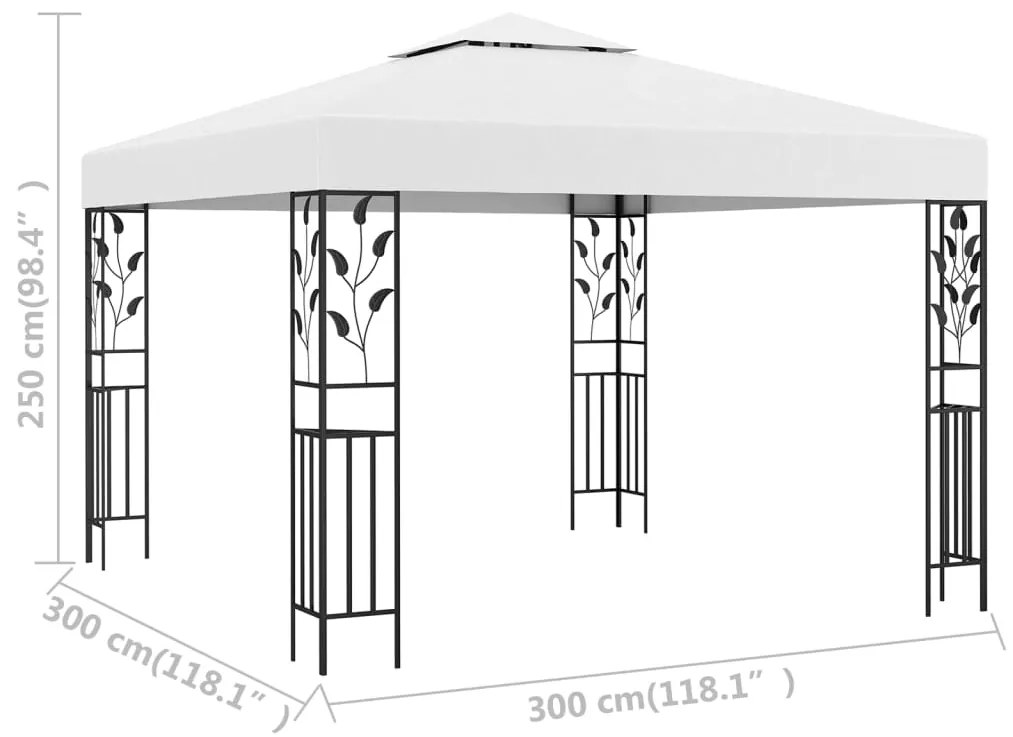 vidaXL Κιόσκι Λευκό 3 x 3 μ. 180 γρ./μ²