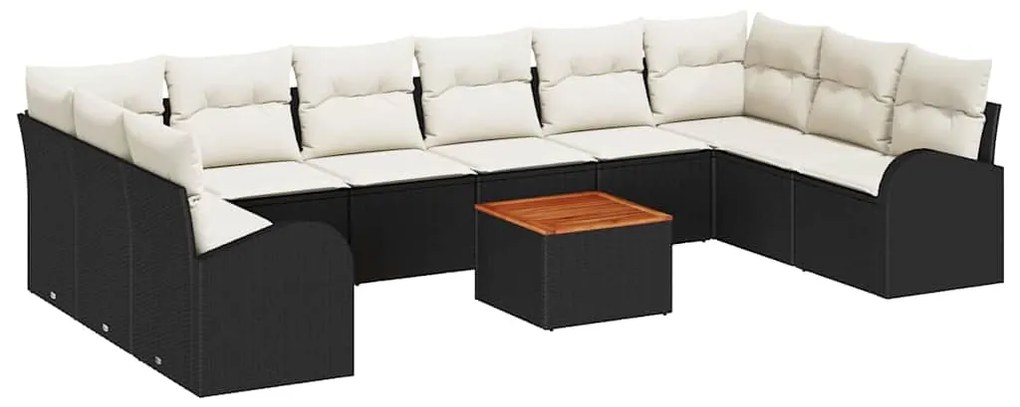 vidaXL Σετ Καναπέ Κήπου με μαξιλάρι 11 pcs Μαύρο Πολυ ράταν