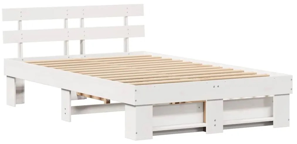 vidaXL Σκελετός Κρεβατιού Λευκό 140 x 190 cm Μασίφ ξύλο πεύκου