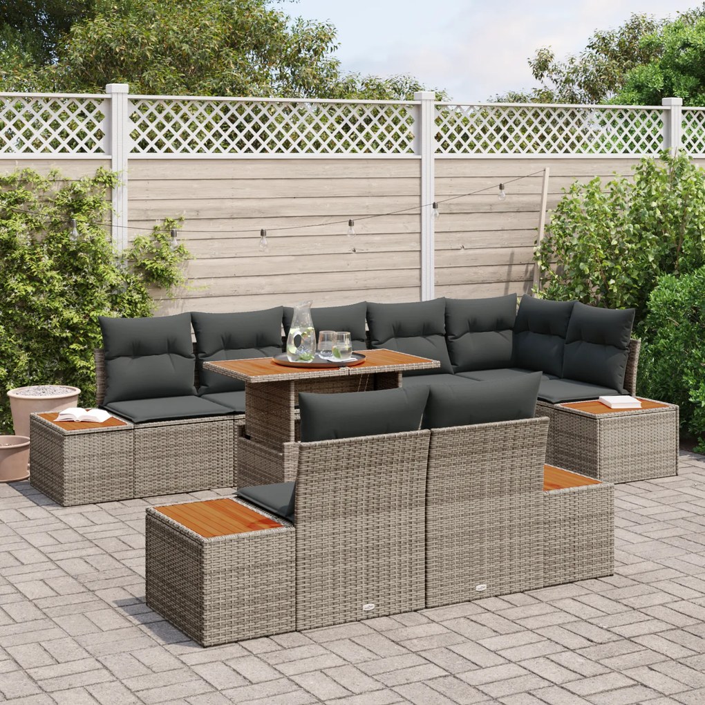vidaXL Σέτ φαγητού για κήπο 9 pcs Γκρι, Καφέ 100 x 55 x 73 εκ