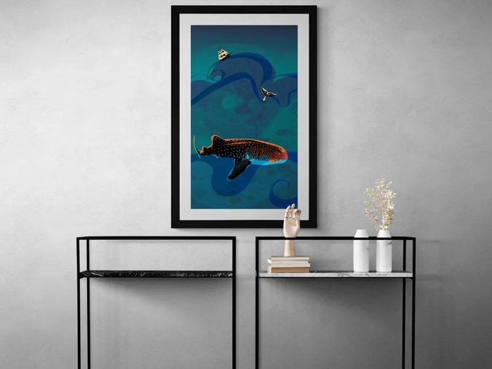 Αφίσα με παρπαστού Η ζωή κάτω από τη θάλασσα - 20x30 black