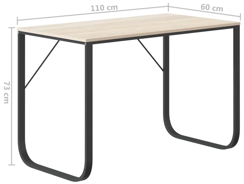 vidaXL Γραφείο Υπολογιστή Μαύρο/Δρυς 110 x 60 x 73 εκ. από Μοριοσανίδα
