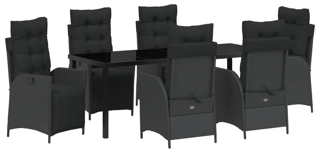 vidaXL Σετ 7 κομματιών Εξωτερικών Επίπλων Κήπου Black Poly Rattan