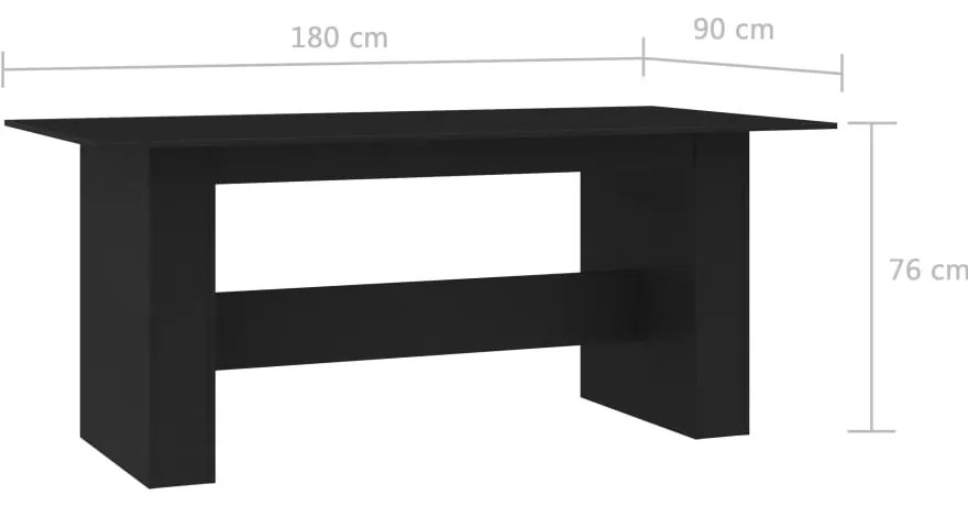 vidaXL Τραπεζαρία Μαύρη 180 x 90 x 76 εκ. από Επεξ. Ξύλο