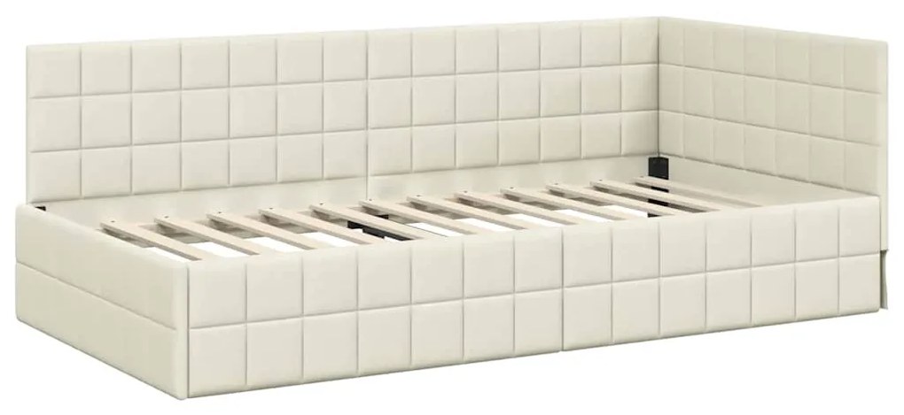 vidaXL Κρεβάτι Γωνίας με κεφαλάρι Κρεμ 90 εκ x 200 εκ Βελούδο