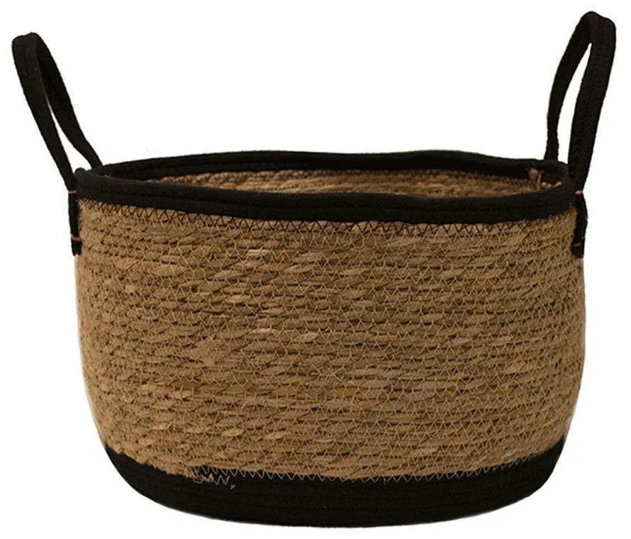 Καλάθι Ψάθινο 00.06.61114 Φ37x23,5cm Natural-Black Mat
