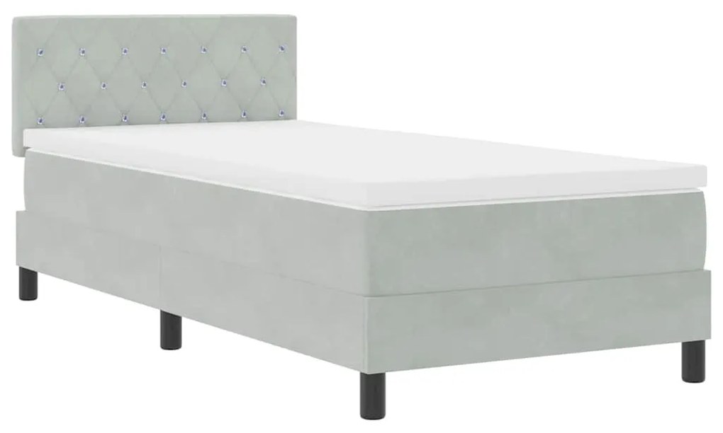 vidaXL Κρεβάτι με ελατήρια Ανοιχτό γκρι 90 x 190 cm Βελούδο