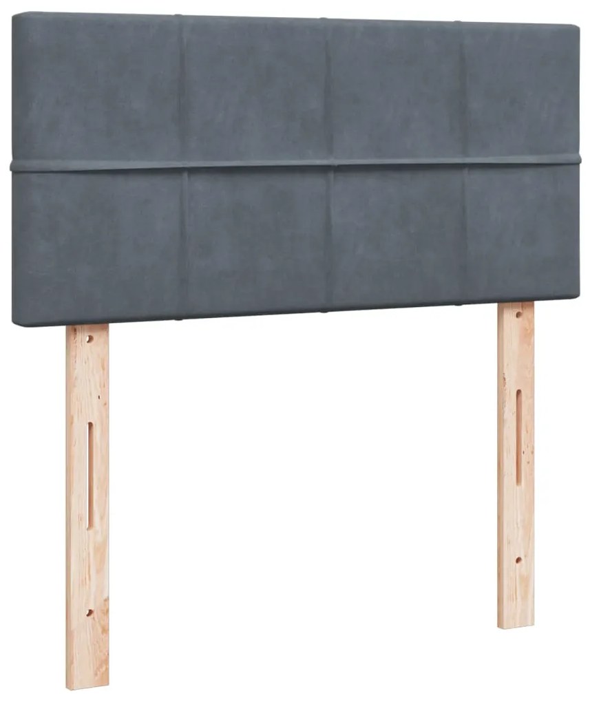 vidaXL Κρεβάτι Boxspring με Στρώμα Σκούρο Γκρι 90x190 εκ. Βελούδινο