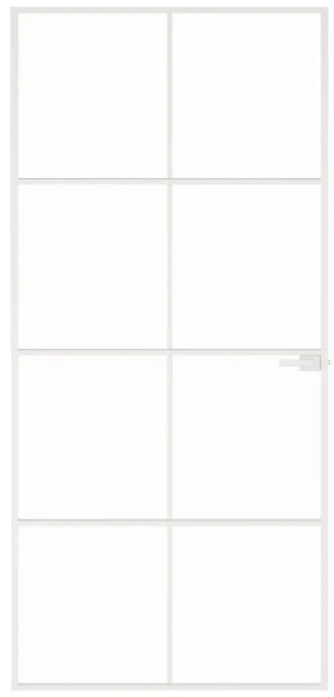vidaXL Εσωτερική Πόρτα Λευκή 93x201,5 εκ. Ψημένο Γυαλί&Λεπτό Αλουμίνιο