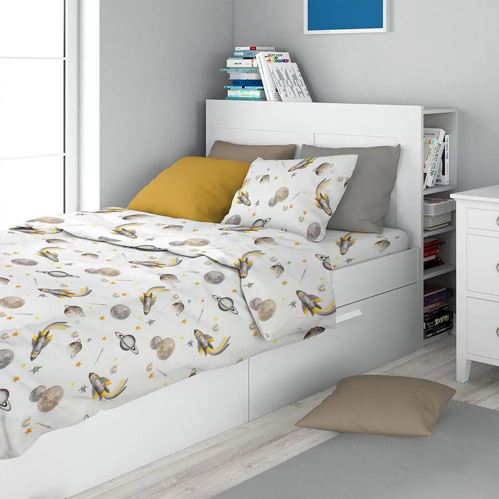 Σεντόνια Παιδικά Space Mission 183 (Σετ 3τμχ) White-Grey DimCol Μονό 160x240cm 100% Βαμβάκι