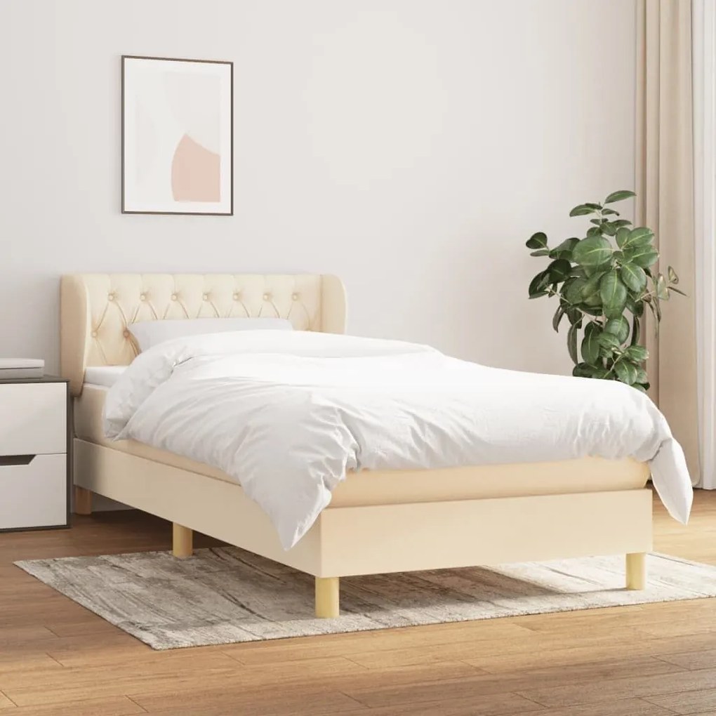 ΚΡΕΒΑΤΙ BOXSPRING ΜΕ ΣΤΡΩΜΑ ΚΡΕΜ 90X190 ΕΚ.ΥΦΑΣΜΑΤΙΝΟ 3127010