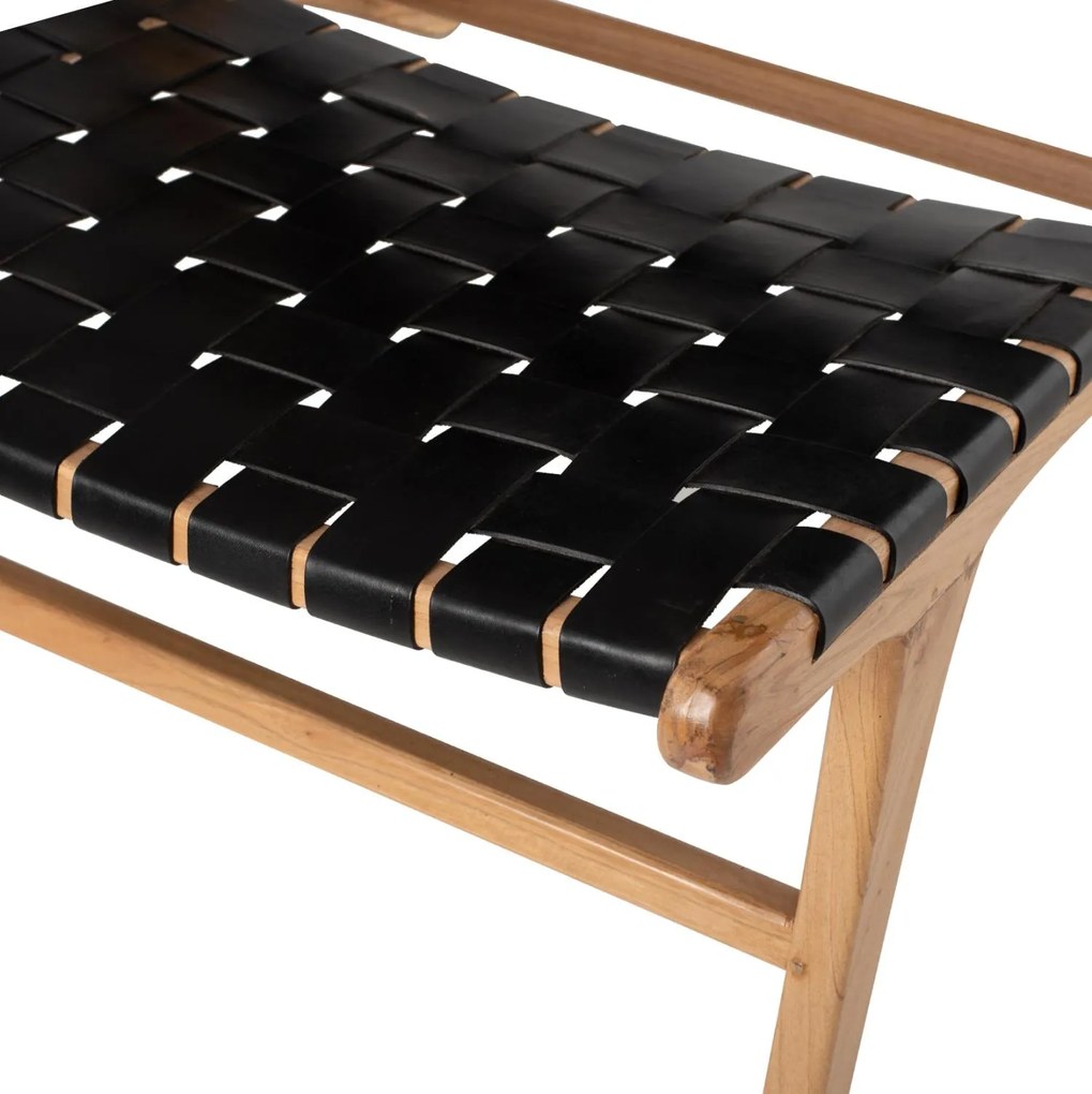 Καρέκλα FELIPE Μασίφ Ξύλο Teak και Μαύρο PU 65x82x88Υεκ. 65x82x88 εκ.
