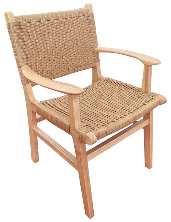 WOODWELL Ε7028COMO Πολυθρόνα Τραπεζαρίας Φυσικό, Κάθισμα Paper Rope 63x59x86cm Ε7028