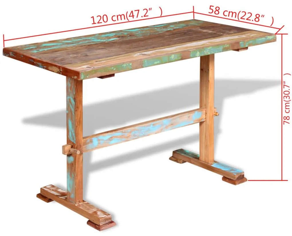 Τραπεζαρία Κολόνα 120 x 58 x 78 εκ. από Μασίφ Ανακυκλωμένο Ξύλο - Καφέ