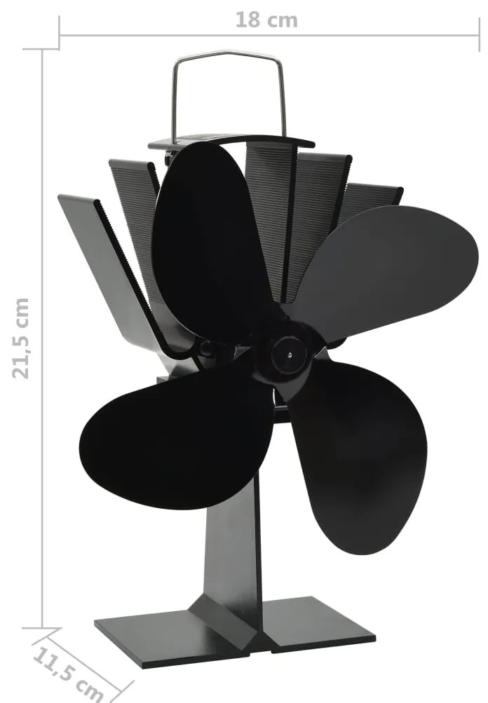 vidaXL Αερόθερμο Σόμπας Μαύρο με 4 Πτερύγια