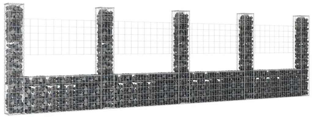 vidaXL Συρματοκιβώτιο σε U Σχήμα με 5 Στύλους 500x20x150 εκ Σιδερένιο