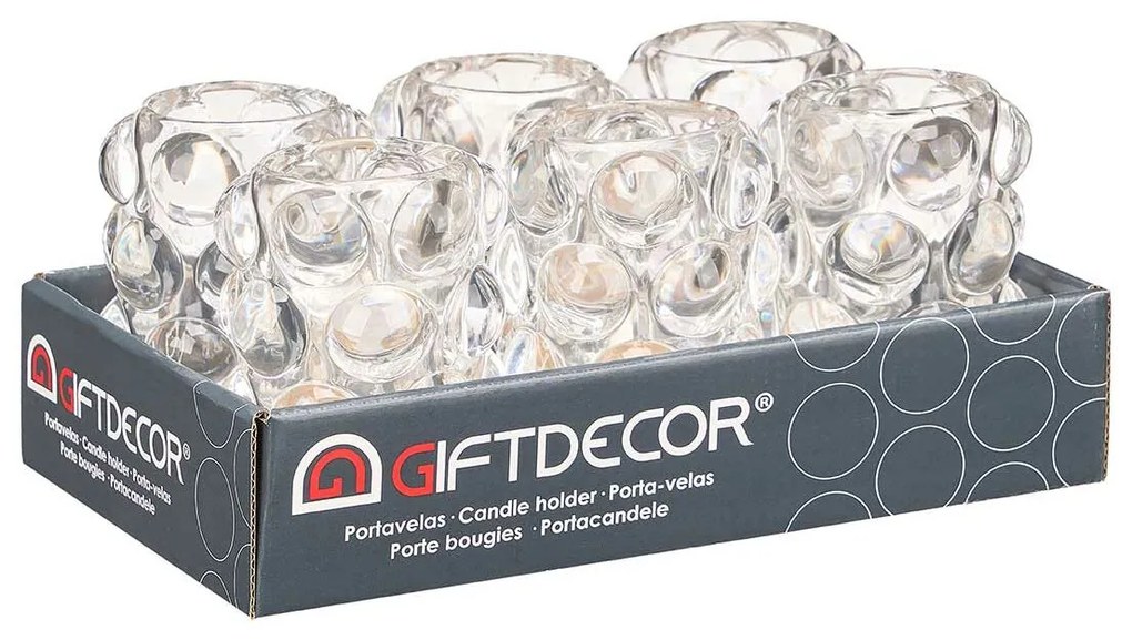 Κηροπήγιο Gift Decor Διαφανές Κρυστάλλινο 8,4 x 12,5 x 8,4 cm Μικροσφαίρες (12 Μονάδες)