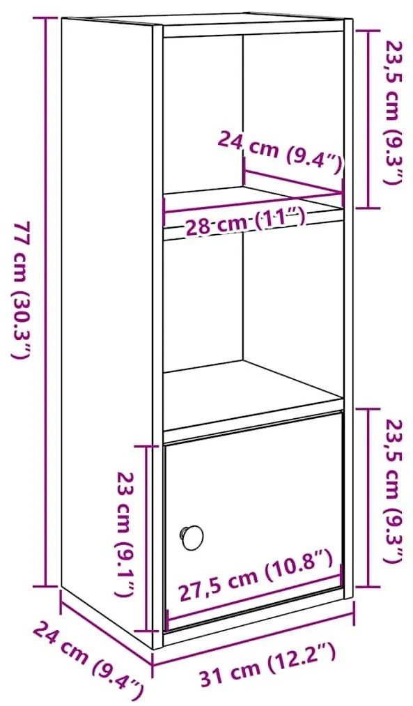 Βιβλιοθήκη Μαύρη Δρυς 31x24x77 cm Κατασκευασμένο ξύλο - Μαύρο