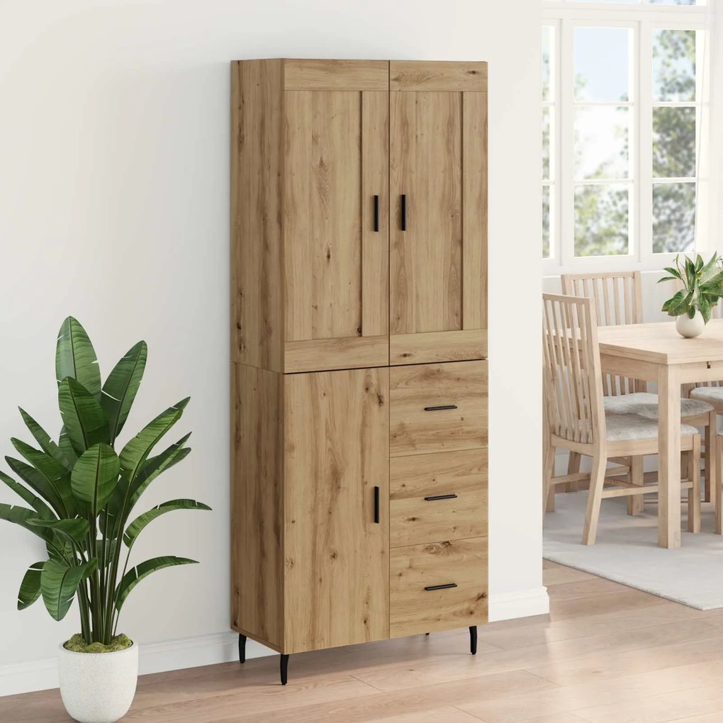 vidaXL Highboard με συρτάρι 2 pcs Artisan Oak Σύνθετο Ξύλο και Γυαλί