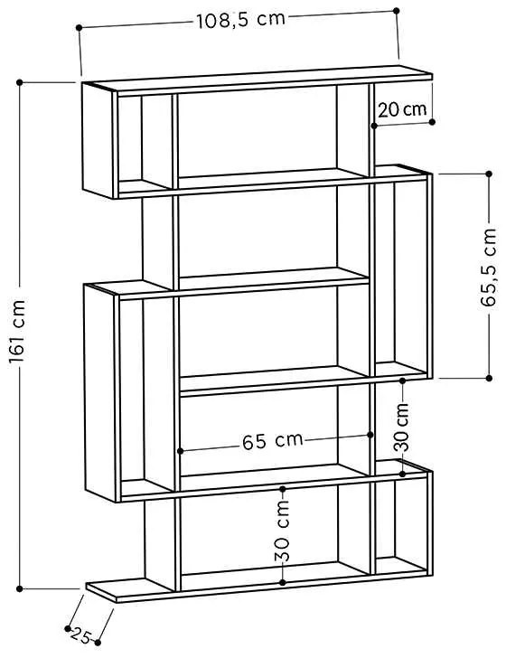 Βιβλιοθήκη μελαμίνης Mito Megapap χρώμα λευκό 108x25x161εκ.