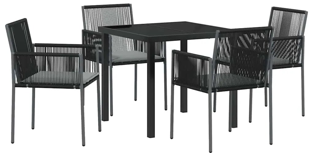 vidaXL Σέτ φαγητού για κήπο 5 pcs Μαύρο Πολυ ράταν