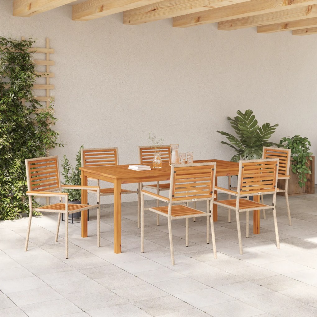 vidaXL Σετ Τραπεζαρίας Κήπου 7 pcs Μπεζ 180 x 90 x 75 cm