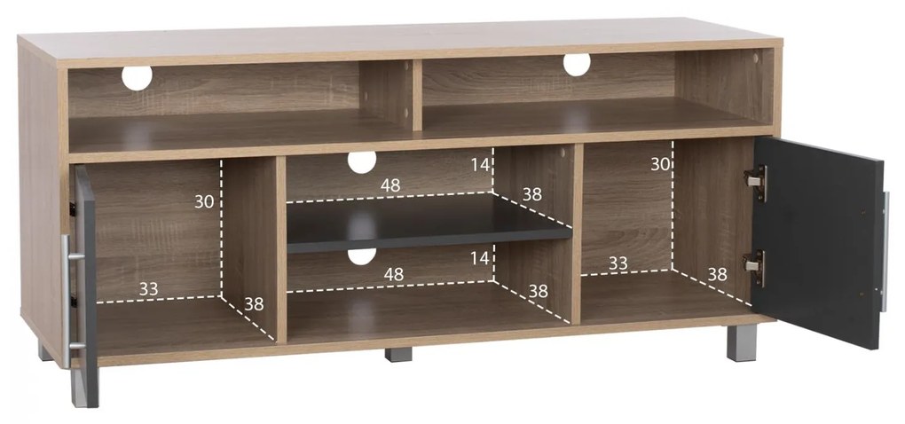 Έπιπλο Τηλεόρασης DANNA Μελαμίνη Sonama - Γκρί 120x40x54εκ. 120x40x55 εκ.